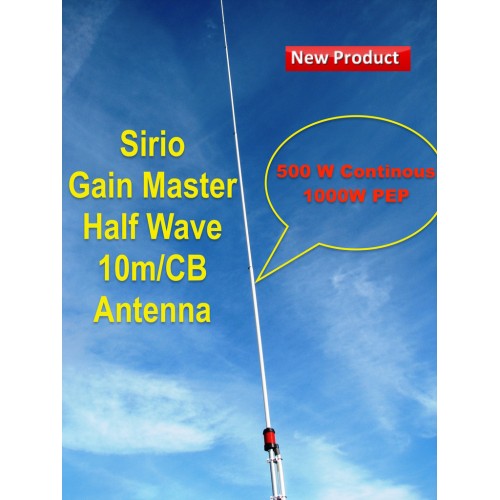 Sirio Gain-Master Fiberglass HW Half Wave (27.2 - 30 MHz) 10M-HAM Fiberglass Base Antenna