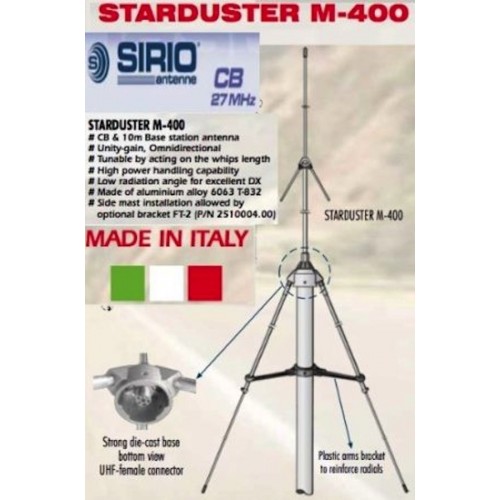 Sirio StarDuster M-400 (26.5 - 30Mhz) 10M-HAM Tunable Base Antenna - 3000 Watts PEP