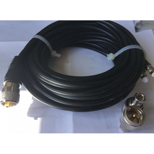 Taurus 18 Ft Co-phase RG59 Coaxial Cable Black PL-259 PL to double FME ends
