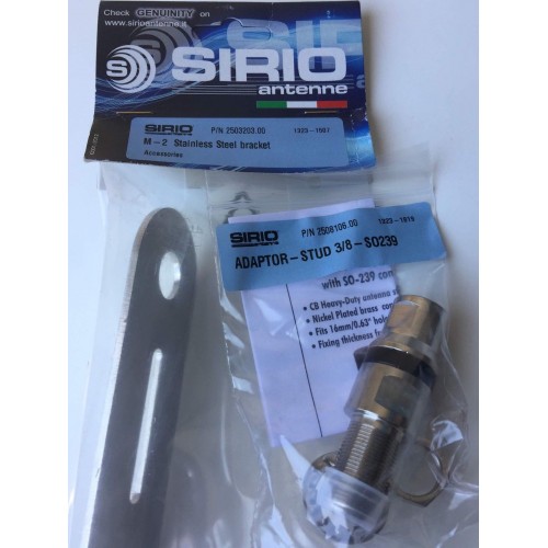 Sirio M-2 90 degrees stainless steel bracket for CB Antenna with Heavy Duty 3/8 SO 239 Adaptor