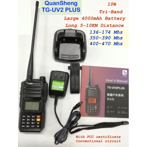 QuanSheng TG-UV2 Plus 10W Tri-band (2m/350/440) Radio