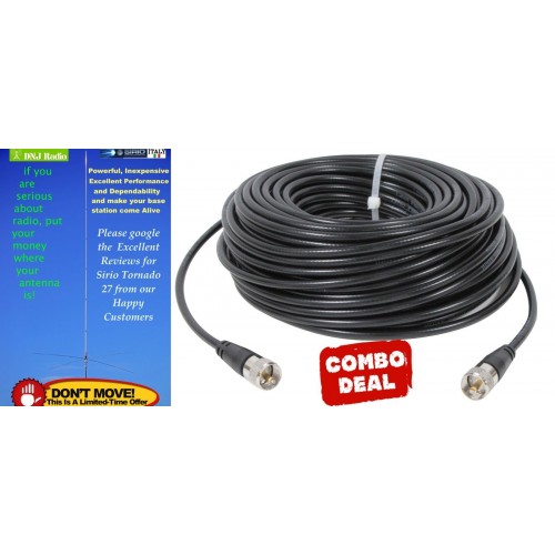 Combo: Sirio New Tornado 27 (27 - 30 MHz) Tunable CB Antenna Kit Base Antenna with 50Ft Coax Cable
