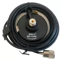 Anli 3-Inch Magnetic Antenna Mount with 17 Ft Coax (NMO or UHF)