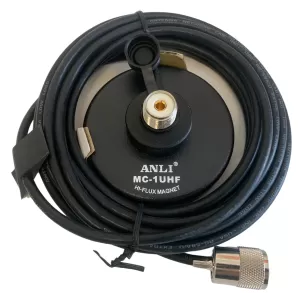 Anli 3-Inch Magnetic Antenna Mount with 17 Ft Coax (NMO or UHF)