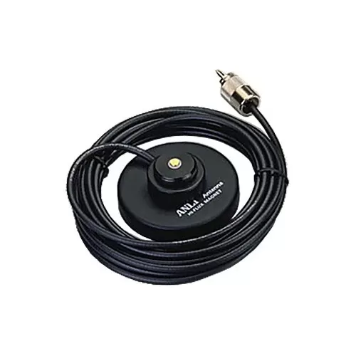 Anli 3-Inch Magnetic Antenna Mount with 17 Ft Coax (NMO or UHF)