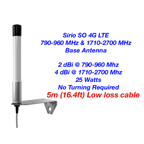 Sirio SO 4G LTE 790-960 Mhz & 1710-2700 Mhz Antenna with Cable