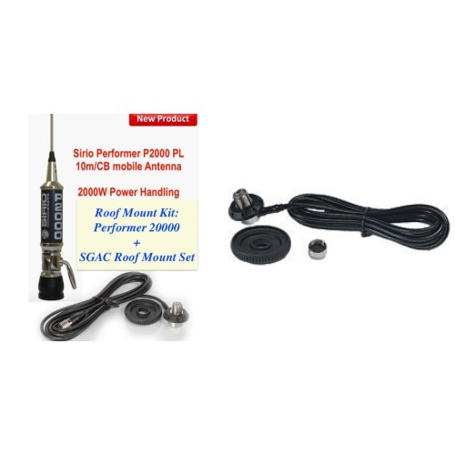 Sirio Performer 2000 (27 - 30 MHz) Roof Mount Kit: Performer 2000 Ant & Cable
